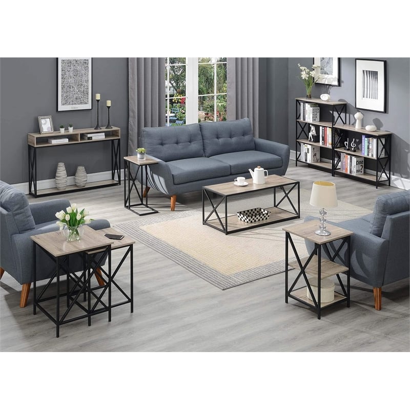 Pemberly Row Modern Three-Tier End Table in Driftwood Finish