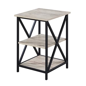 Pemberly Row Modern Three-Tier End Table in Driftwood Finish