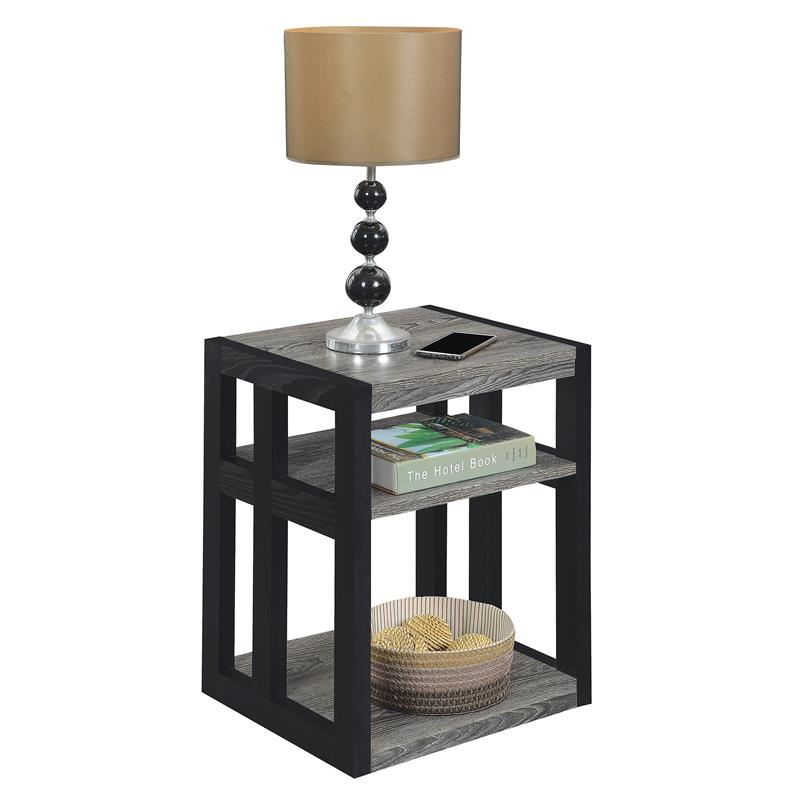 Pemberly Row Modern Three-Tier End Table in Gray Wood Finish