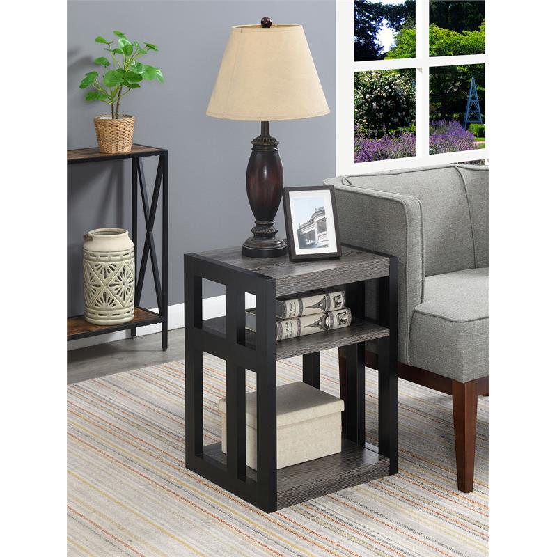 Pemberly Row Modern Three-Tier End Table in Gray Wood Finish