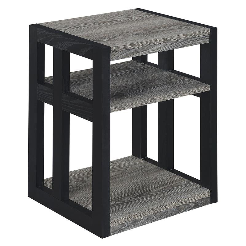 Pemberly Row Modern Three-Tier End Table in Gray Wood Finish