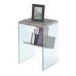 Pemberly Row Modern End Table in Driftwood Finish and Glass Sides