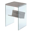 Pemberly Row Modern End Table in Driftwood Finish and Glass Sides