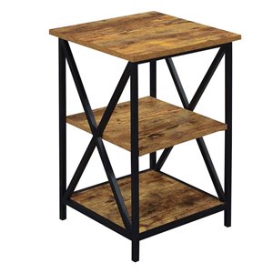 Pemberly Row Modern Three-Tier End Table in Walnut Wood Finish