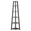 Pemberly Row Modern Five-Tier Corner Bookcase in Gray Wood Finish