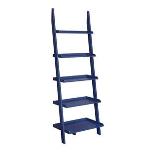 Pemberly Row Contemporary Bookshelf Ladder in Blue Wood Finish