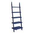 Pemberly Row Contemporary Bookshelf Ladder in Blue Wood Finish