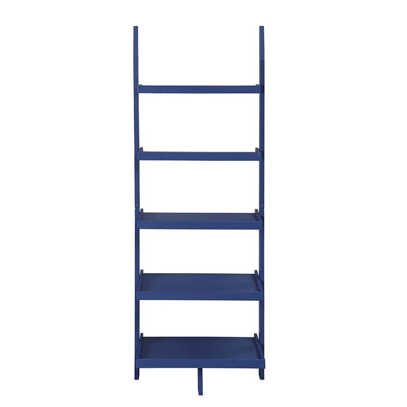 Pemberly Row Contemporary Bookshelf Ladder in Blue Wood Finish
