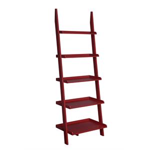 Pemberly Row Contemporary Bookshelf Ladder in Red Wood Finish