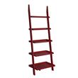 Pemberly Row Contemporary Bookshelf Ladder in Red Wood Finish