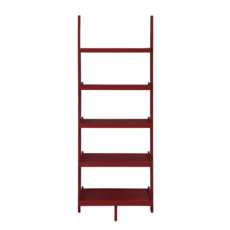 Pemberly Row Contemporary Bookshelf Ladder in Red Wood Finish