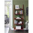 Pemberly Row Contemporary Bookshelf Ladder in Red Wood Finish