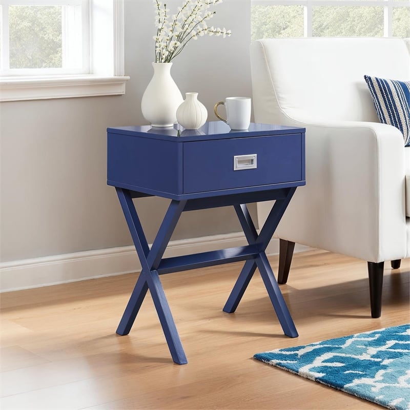 Pemberly Row Modern / Contemporary End Table in Blue Wood Finish
