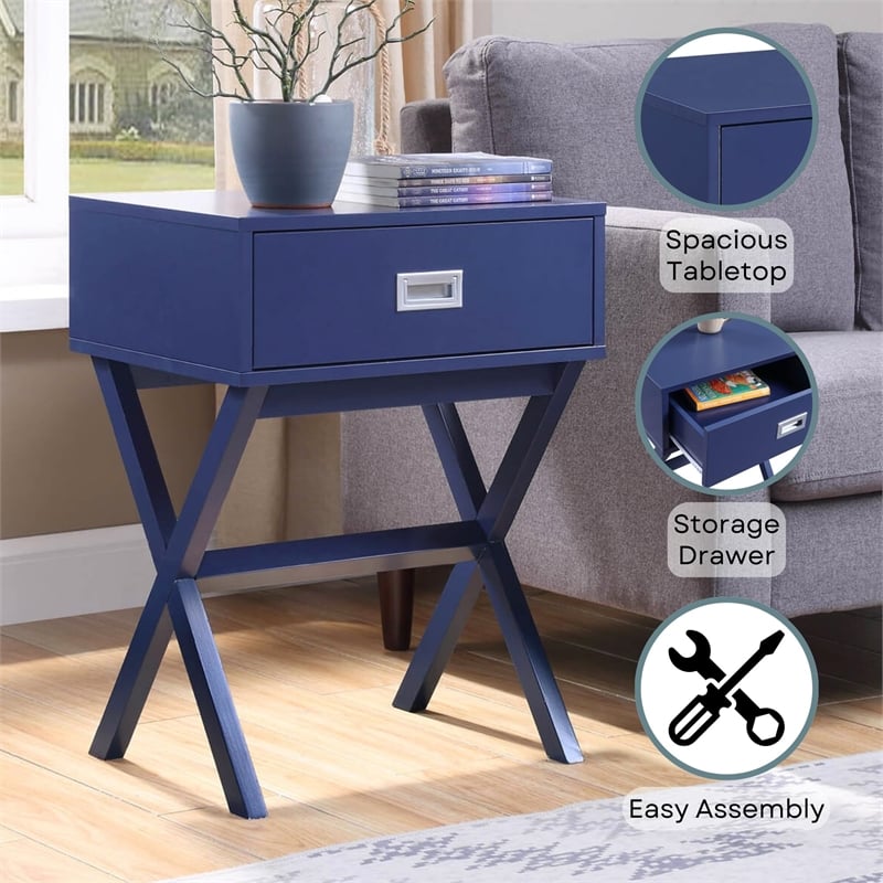 Pemberly Row Modern / Contemporary End Table in Blue Wood Finish