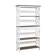Pemberly Row Modern Driftwood 5 Tier Bookcase in White Wood Finish