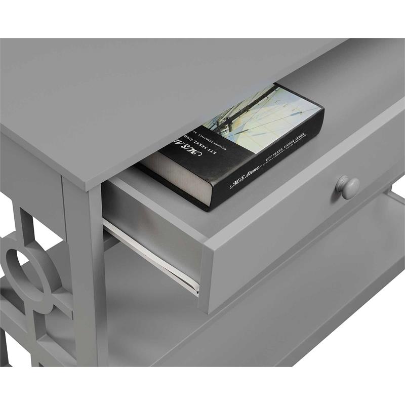 Pemberly Row Modern Ring 1 Drawer Console Table in Gray Wood