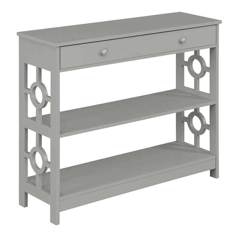 Pemberly Row Modern Ring 1 Drawer Console Table in Gray Wood