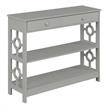 Pemberly Row Modern Ring 1 Drawer Console Table in Gray Wood