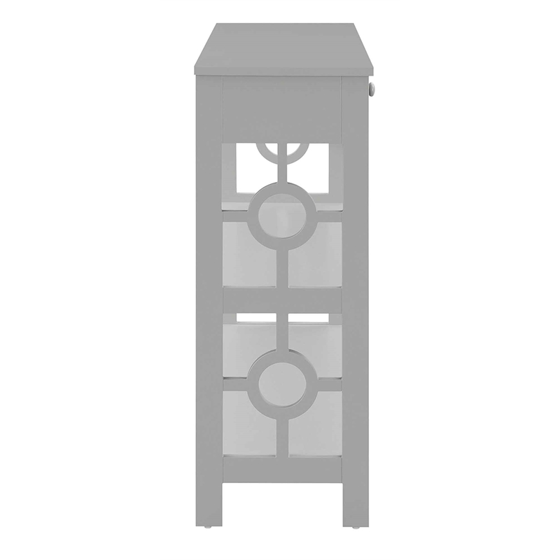 Pemberly Row Modern Ring 1 Drawer Console Table in Gray Wood