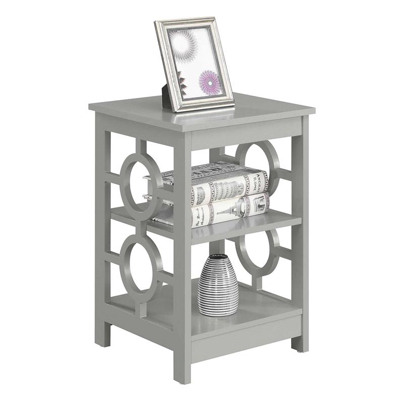 Pemberly Row Contemporary Ring End Table in Gray Wood Finish