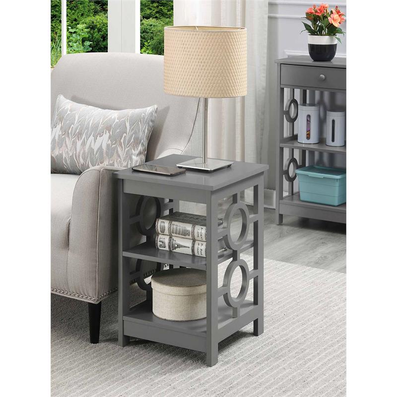 Pemberly Row Contemporary Ring End Table in Gray Wood Finish