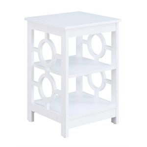 Pemberly Row Contemporary Ring End Table in White Wood Finish
