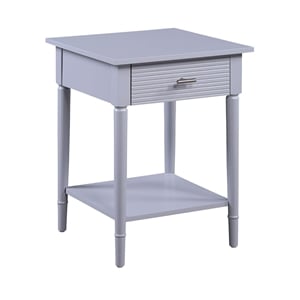 Pemberly Row End Table in Gray Wood Finish with Drawer and Shelf