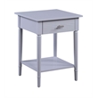 Pemberly Row End Table in Gray Wood Finish with Drawer and Shelf