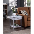 Pemberly Row End Table in Gray Wood Finish with Drawer and Shelf