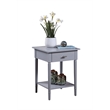 Pemberly Row End Table in Gray Wood Finish with Drawer and Shelf