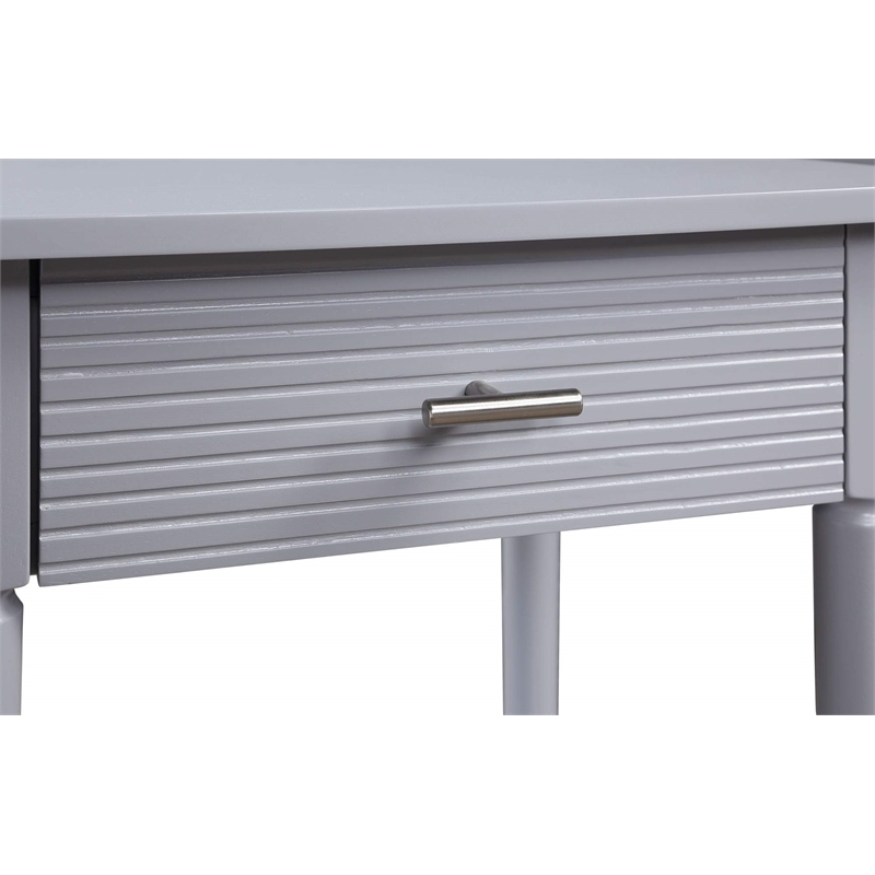 Pemberly Row End Table in Gray Wood Finish with Drawer and Shelf