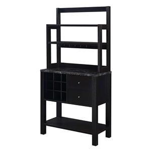 Pemberly Row Contemporary Black Serving Bar in Black Wood Finish