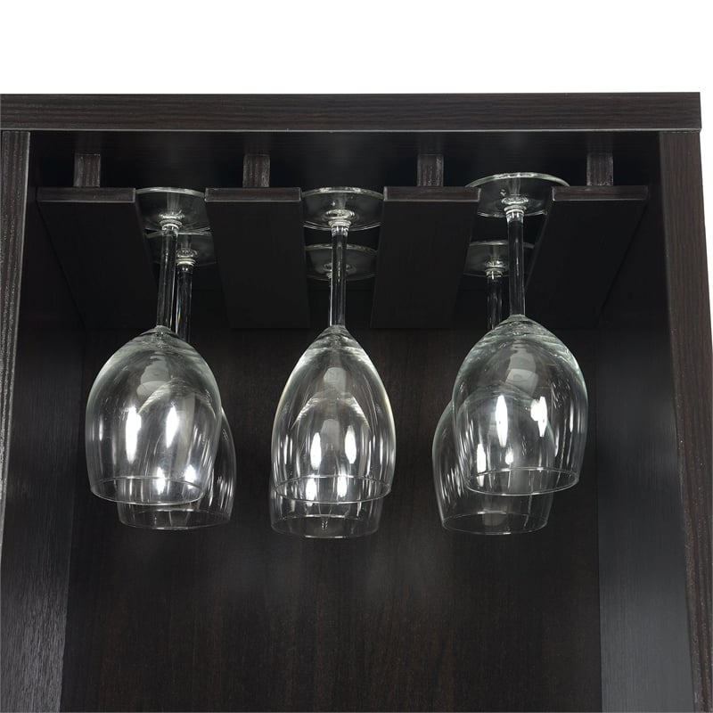 Pemberly Row Modern Wine Storage Bar in Espresso Wood Finish