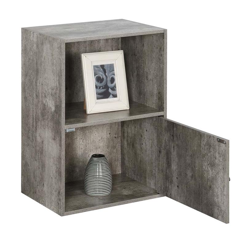 Pemberly Row Storage 1 Door Cabinet in Gray Faux Birch Wood Finish