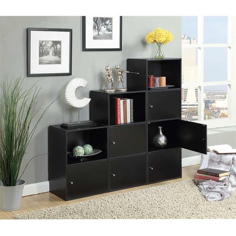 Pemberly Row Storage 1 Door Cabinet in Gray Faux Birch Wood Finish