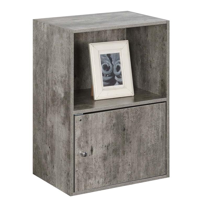 Pemberly Row Storage 1 Door Cabinet in Gray Faux Birch Wood Finish