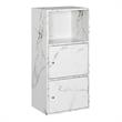 Pemberly Row Storage 2 Door Cabinet in White Faux Marble Wood Finish