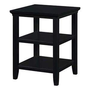 Pemberly Row Modern Square End 3 Tier Table in Black Wood Finish