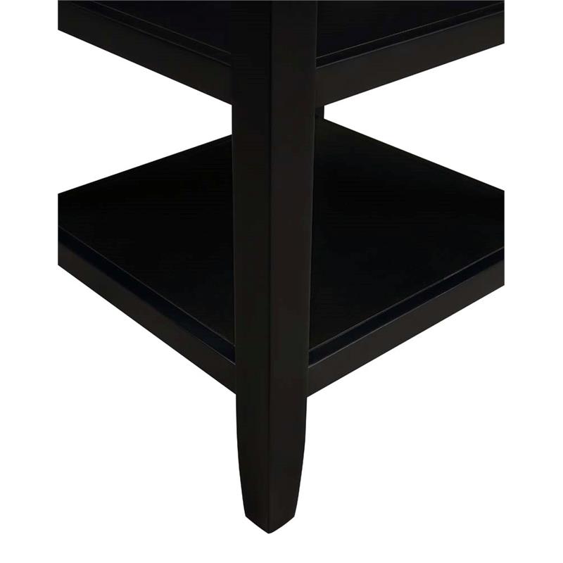 Pemberly Row Modern Square End 3 Tier Table in Black Wood Finish