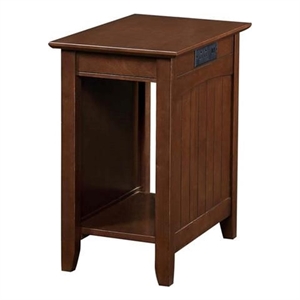 Pemberly Row End Table with Charging Station Espresso Wood Finish