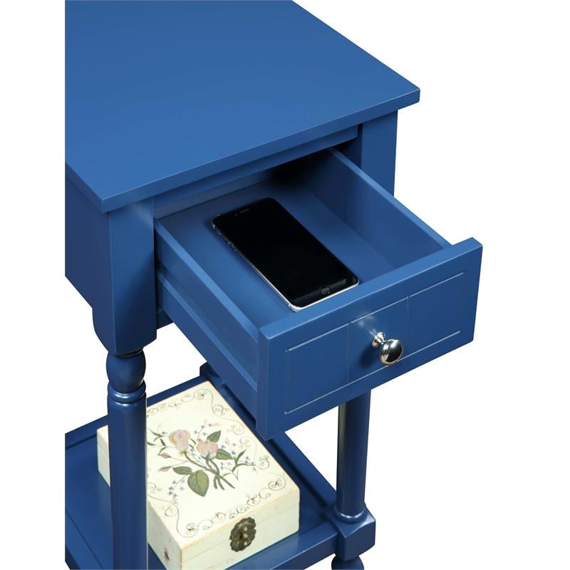 Pemberly Row Contemporary Square Accent Table in Blue Wood Finish