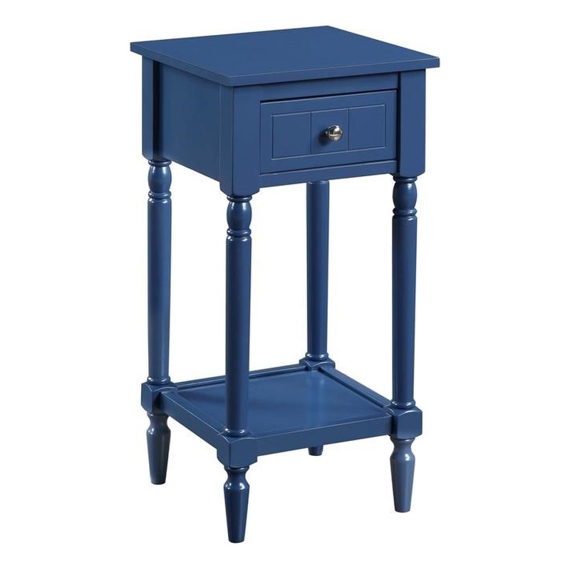 Pemberly Row Contemporary Square Accent Table in Blue Wood Finish