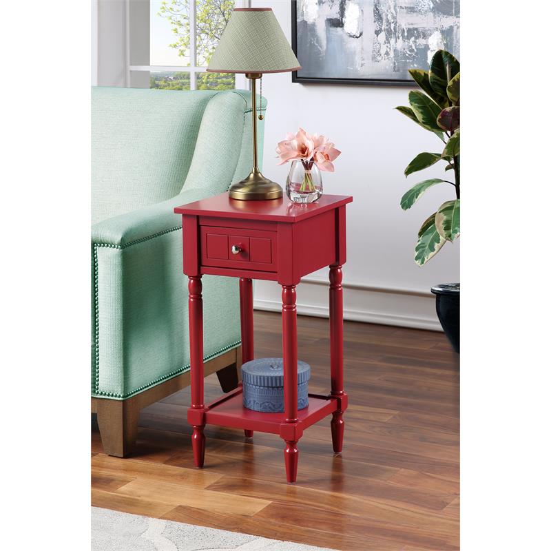 Pemberly Row Contemporary Square Accent Table in Red Wood Finish