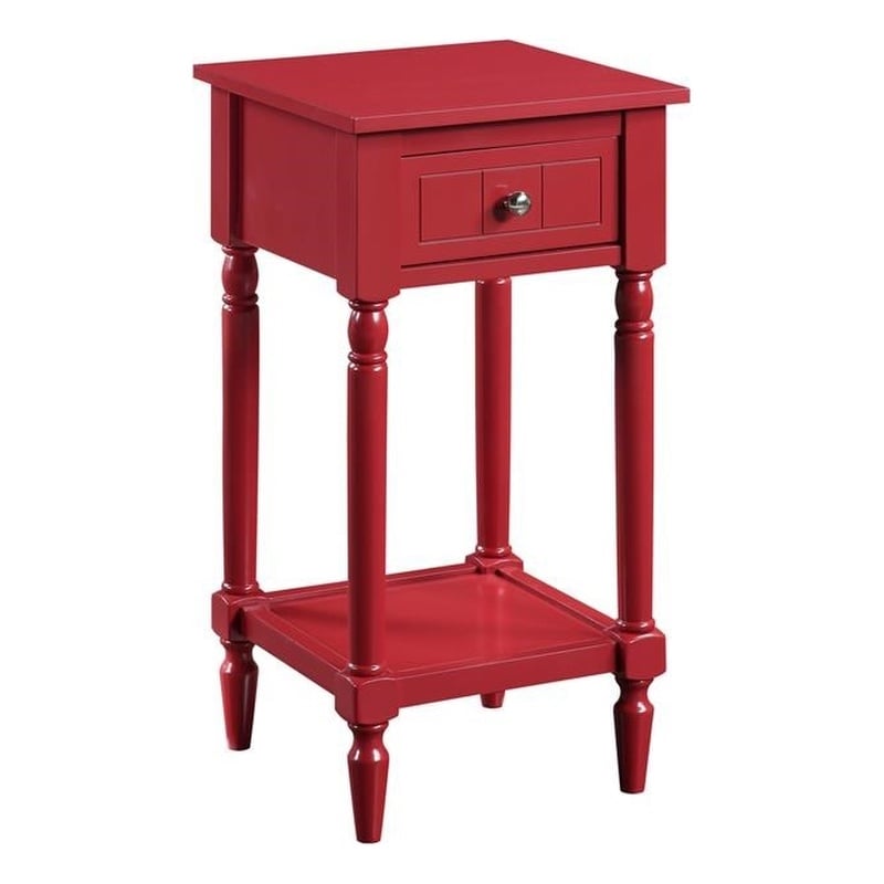 Pemberly Row Contemporary Square Accent Table in Red Wood Finish