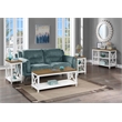 Pemberly Row Modern Chairside Table in White and Brown Wood Finish