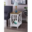 Pemberly Row Modern Chairside Table in White and Brown Wood Finish