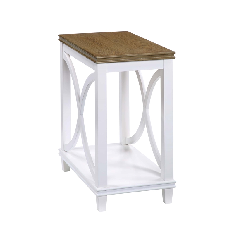 Pemberly Row Modern Chairside Table in White and Brown Wood Finish
