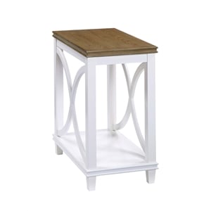 Pemberly Row Modern Chairside Table in White and Brown Wood Finish