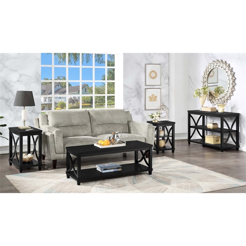 Pemberly Row Modern / Contemporary End Table in Black Wood Finish