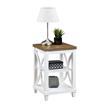 Pemberly Row Modern End Table in White and Brown Wood Finish